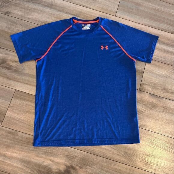 Under Armour‎ Blue Athletic Workout Running shirt Men Medium Bin F-32 - Picture 1 of 4
